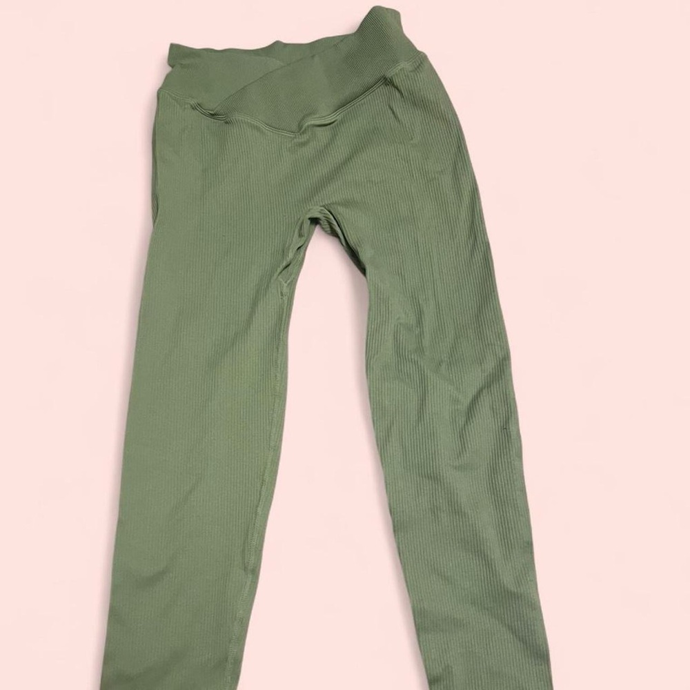 Green Ribbed Leggings